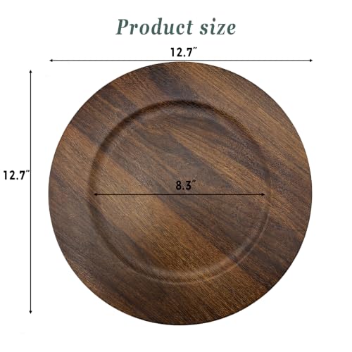 30 Count 13-Inch Faux Wood Charger Plates Set for Dinner Table Decor