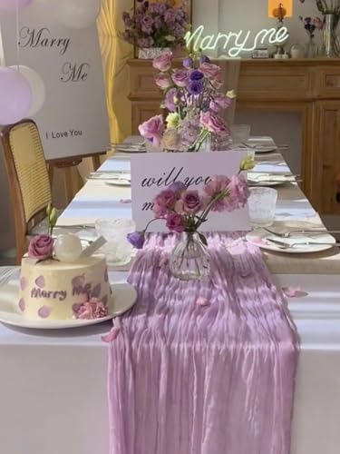 SUNRISING Purple Lilac Cheesecloth Table Runner 10Ft Rustic Boho Wedding & Party Decor