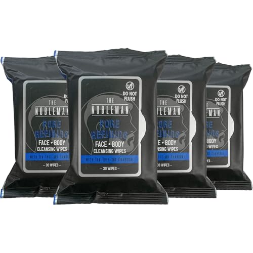 Pore Refining Face and Body Cleansing Wipes - Tea Tree & Charcoal, 120 Count