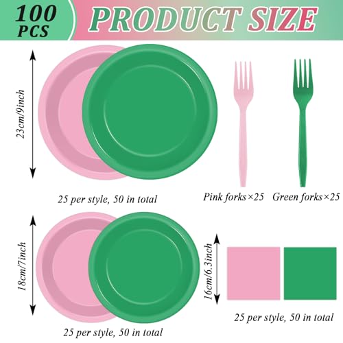 Pink and Green Witch Party Plates Napkins and Cutlery Set for Halloween Birthday Celebration - Serves 50 Guests