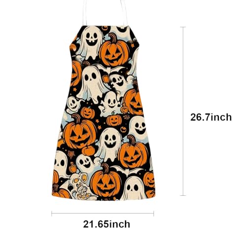 Halloween Funny Apron for Men Women Kitchen Grilling Cooking Pumpkin Ghost Skull