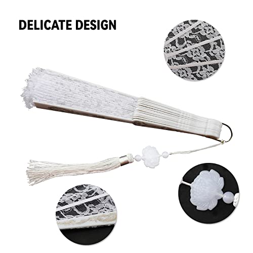 White Lace Foldable Hand Fan - Vintage Style for Weddings & Parties
