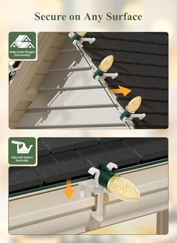 Minetom 400 Pack Christmas Light Clips - White for C7 C9 String Lights