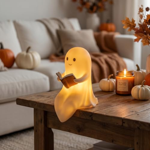 Halloween Ghost Figurine Reading Book Vinyl Decoration - Spooky Home Decor