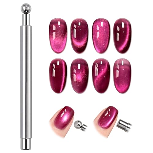 GAOY 3-in-1 Cat Eye Nail Magnet Set - Silver, Cylindrical & Ball Tips