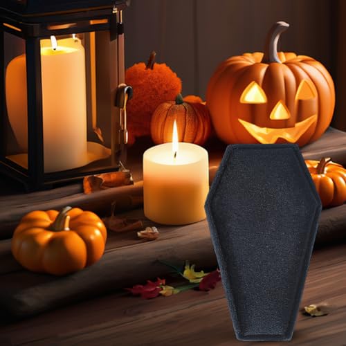 Gothic Coffin Ring Box with Velvet Interior and Silver Polishing Cloth - Black Jewelry Organizer for Weddings Halloween