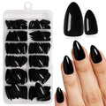 LuckForever Black Short Almond Press On Nails with Glue Tabs - 240 Pieces