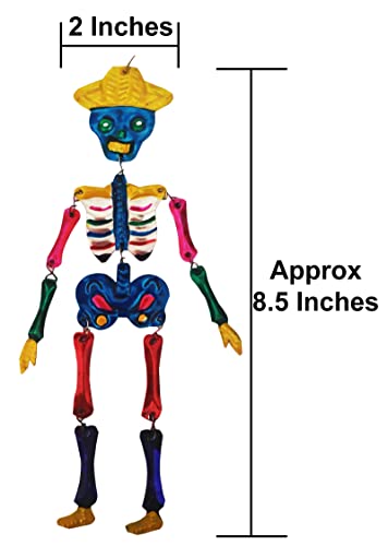Mexican Tin Ornaments - Day of The Dead Skeleton Decorations for Christmas & Halloween