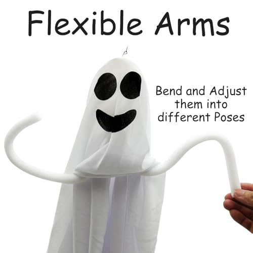 Halloween Flying Ghost Decorations Set - 4 Outdoor Hanging Ghosts, 31 Inches