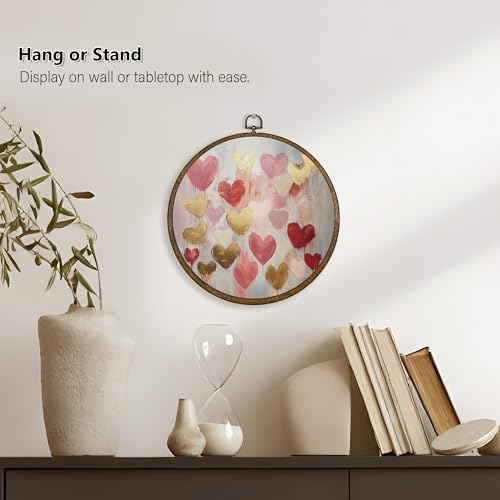 Romantic Heart Wall Art Decor - Valentine’s Day Gift, 10x10 Inch Round Canvas