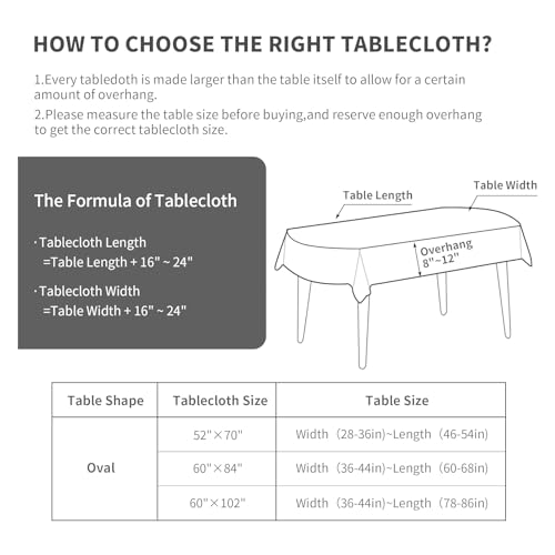 Oval Embroidery Tablecloth 60x102 Inch with Tassels - Natural Microfiber Dust-Proof