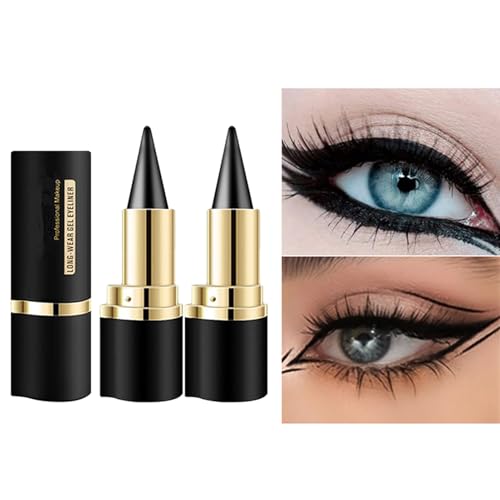 Black Gel Eyeliner Pencil 2 Pack Waterproof Long Wear Smudge Proof Face & Lip Makeup