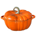 Orange Pumpkin Dutch Oven Pot 3.8 Qt Enameled Cast Iron Halloween Decor