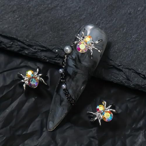 Silver Spider Nail Charms - 20Pcs Halloween 3D Alloy Nail Art Decorations