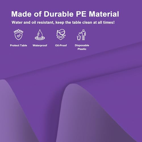 Dark Purple Round Disposable Plastic Tablecloth 84 Inch, 3 Pack for Parties