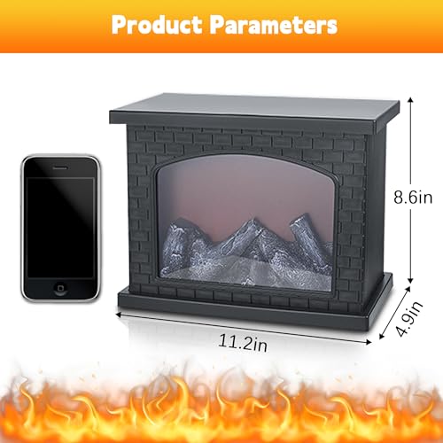 Black Fireplace Lanterns Decorative Small Fake Fireplace Lamp with LED Flame Effect