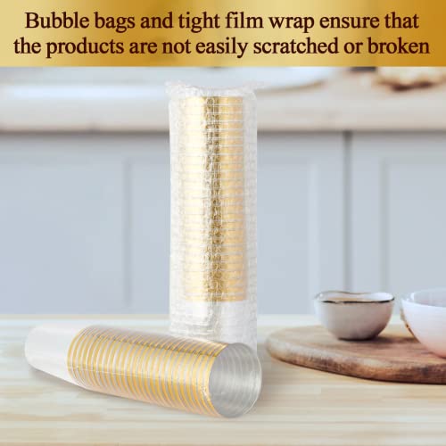 Disposable Plastic Drinking Cups 12 OZ Gold Rimmed Party Cups - 150 Pack - Gold-12oz