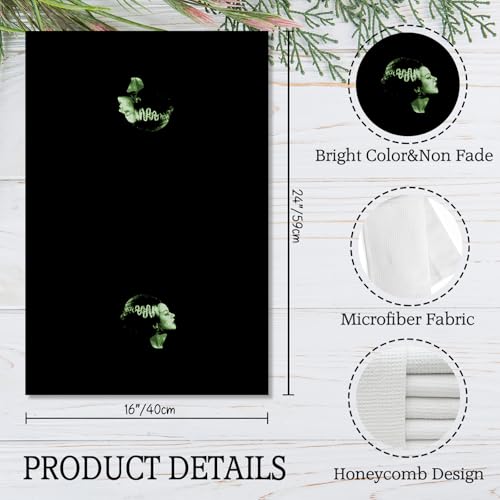 Gothic Couple Kitchen Towels - Frankenstein & Bride Spooky Dish Hand Towels 16x24