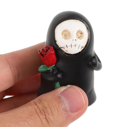Halloween Ghost Skull Face Resin Figurines Set for Party Decor - 4 Pieces