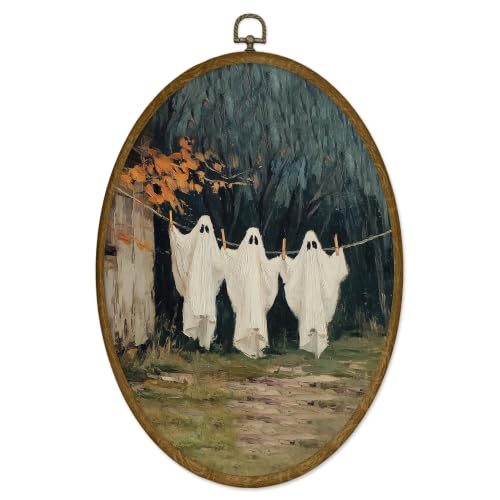 Halloween Laundry Ghost Canvas Wall Art - Oval Shape, 8.6x11.4, Color21