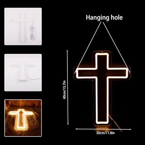 Neon Cross Sign for Bedroom Wall Decor - Jesus Christ Neon Light
