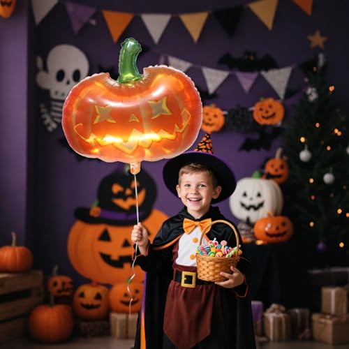 Halloween Pumpkin Foil Balloon 17 Inch Jack-O'-Lantern Party Decoration Set