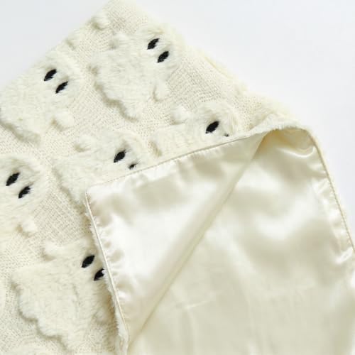 Artoid Mode Beige Faux Fur Ghost Halloween Table Runner 13x36 Inches