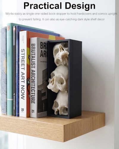 Gothic Triple Skull Bookend - Dark Home Decor for Bookshelf & Shelf Display