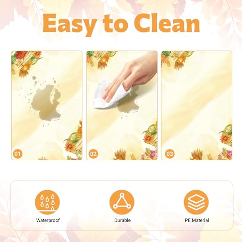 Childom 3 Pack Thanksgiving Plastic Tablecloths 54x108 Inch - Fall Harvest Decor
