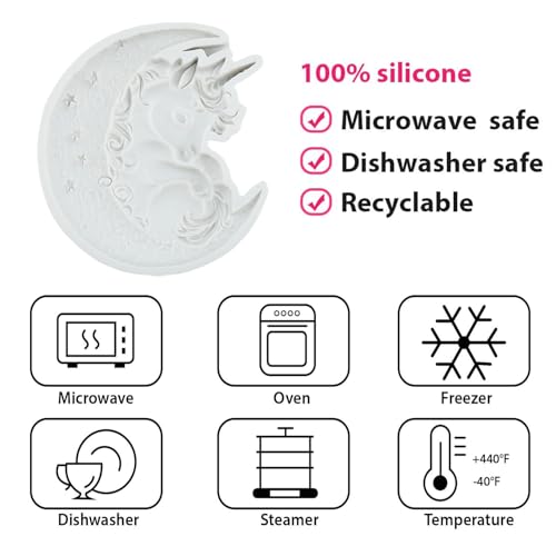 Unicorns & Bear Moon Silicone Mold Set for Cake Decorating - Style H