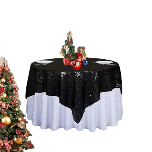 Black Sequin Square Tablecloth 72x72 Inches Wedding Party Decor Overlays