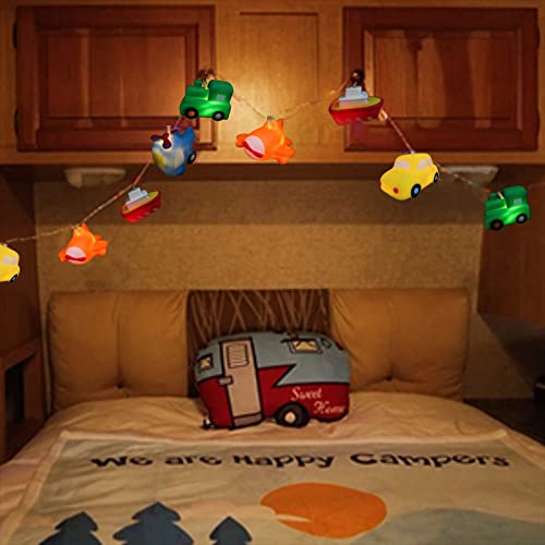 Transportation String Lights USB Powered - Kids Room & Holiday Decor - Collection of Aircraft, Train, Ship & Vehicle Shapes - Transportation Series