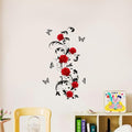 Red Rose Gothic Wall Decals Peel and Stick - Romantic Floral Vinyl Wall Art with Variation #49