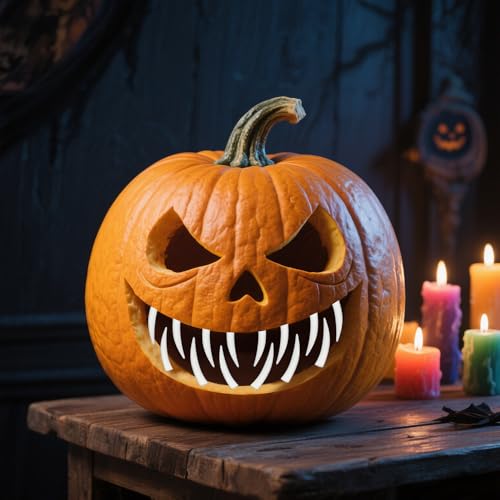 16-Pack Halloween Pumpkin Teeth Fangs for Jack O Lantern Decor - Spooky Pumpkin Accessories