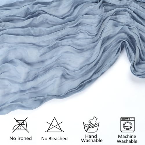 Dusty Blue Cheesecloth Table Runner 35x120 Inch Set of 6 - Rustic Boho Summer Wedding Decor