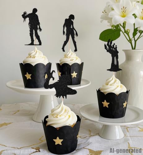 24Pcs Halloween Zombie Cupcake Toppers - Horror Party Decorations
