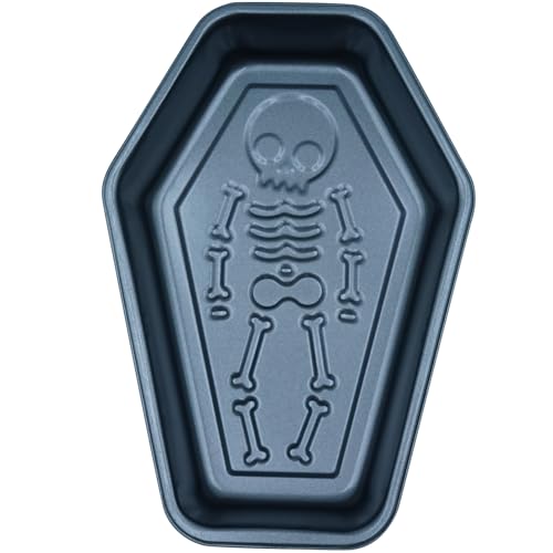 Halloween Skeleton Cake Pan - 3D Coffin Mold for Baking, Non-Stick Aluminum