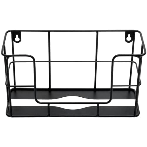 Wall Mounted Paper Towel Dispenser - Black Metal Bathroom & Kitchen Organizer