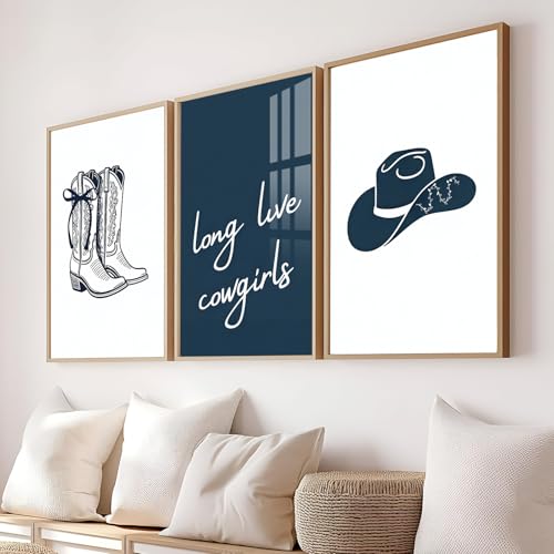 Blue Coastal Cowgirl Canvas Wall Art Posters - Unframed 12x16 Inch