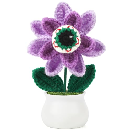 Purple Knitted Eyeball Flower Halloween Decor Spooky Home Gift Ornament