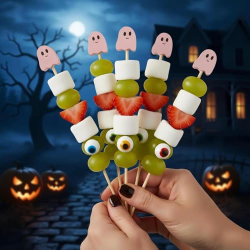 Pink Ghost Cocktail Picks 100 Pcs for Halloween Party Appetizers