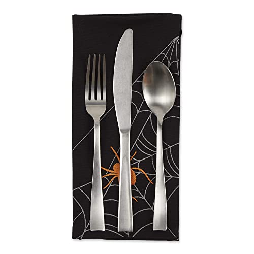 Halloween Spooky Spider Web Napkin Set - 20x20 Inch, 4 Pieces, Reusable Cotton