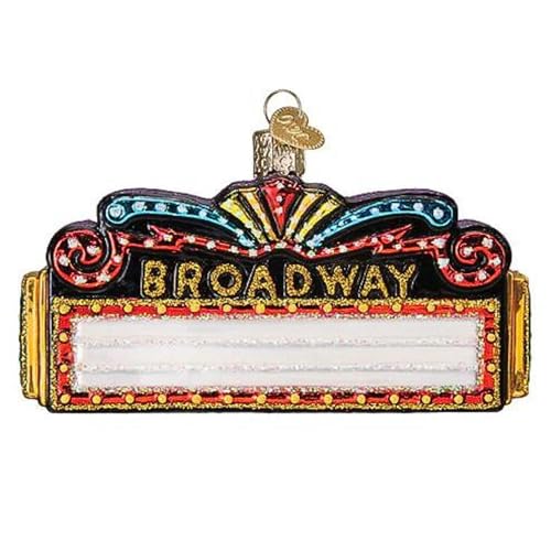 Broadway Marquee Glass Christmas Ornament - Handcrafted Holiday Tree Decoration - Drama Collection