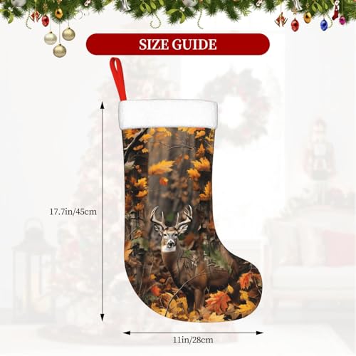 Personalized Christmas Stocking Large 18'' with Camo Deer Design - Holiday Decor
