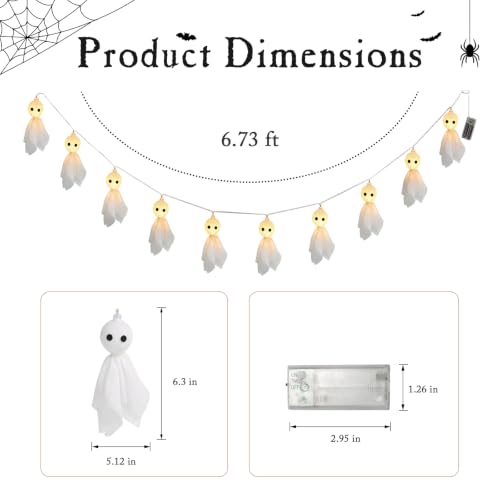 Halloween Ghost String Lights - Battery-Operated Mantel & Window Decor