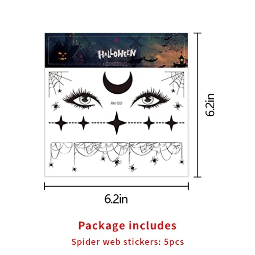 Spider Web Temporary Tattoos - Face & Eye Makeup Design, Waterproof, 4 Sheets