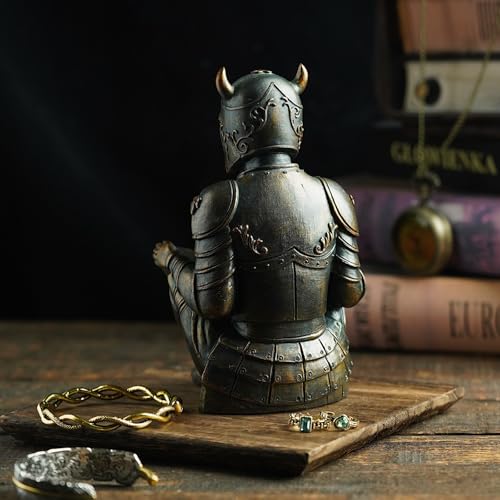 Viking Skeleton Jewelry Ring Holder Stand with Tray - Home Office Decor