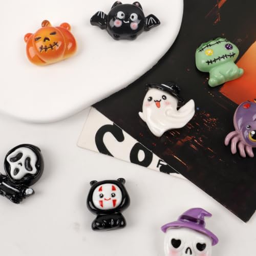 8 Pcs Halloween Refrigerator Magnets - Cute 3D Resin Ghost Pumpkins Bats