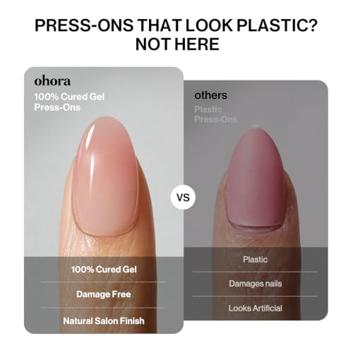ohora Press On Nails Crystal Aura Medium Oval Purple 30 Tips - No Glue Needed