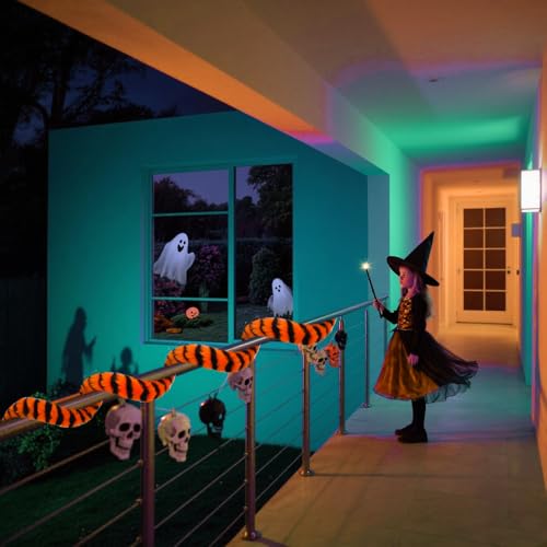 26FT Black & Orange Plush Sandworm Tree Garland - Halloween & Christmas Decor